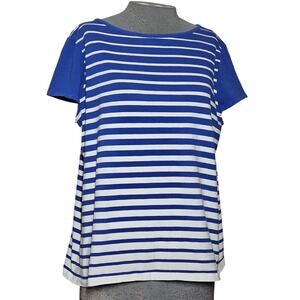 Blue Cotton Stripped Tee Size XL